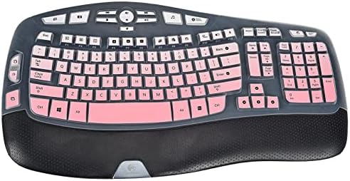 Keyboard Cover for Logitech MK570 MK550 K350 Wireless Keyboard, Logitech MK570 MK550 K350 Keyboard Silicone Cover, Pink, Waterproof, Dustproof, Easy to Clean
