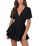 Nova In Sky Trendy Sexy Little Black Dress Womens Summer Dresses Short Sleeve V-Neck Tie Waist Casua