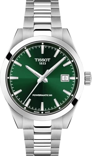 Tissot Gentleman 38mm, Swiss Automatic Watch for Men, Stainless Steel Case, Green Dial, T1658071109100
