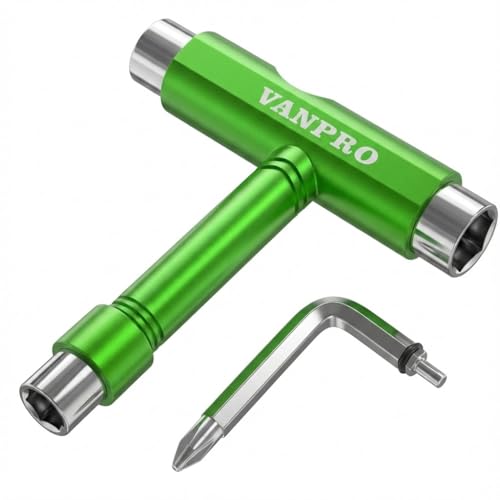 Vanproオルインワンスケートボード用ツール スケボー万能持ち運び便利 多機能スケボーメンテナンス アレンレンチ フィリップスクリュードライバー (緑色)…の商品画像（Amazon）