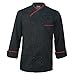 10oz Apparel Long Sleeve Black Chef Coat with Red Piping