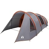 Mhdvray Tente tunnel pour 4 personnes   Grande tente familiale avec entrée et port E   778 x 356 x 210 cm   Tente d'extérieur moderne pour jardin et camping   Gris et orange