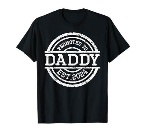 Ascendido a Daddy Shirt Retro New Dad 2024 New Father pai t-shirt, Preto