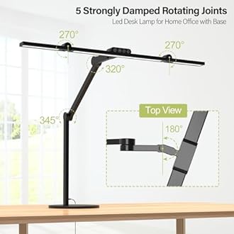 Micomlan Architect Desk Lamp with Remote Control, Adjustable Led Desk Light for Home Office with Base, 24W Bright Auto Dimming Table Light Rotatable Office Lamp with Swing Arm for Computer Cafting