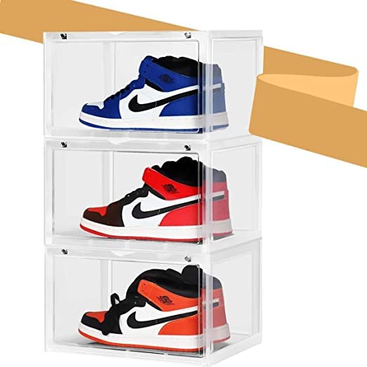 Clear Plastic Shoe Storage Boxes - Simple Free Installation Dustproof Shoe Box - Magnetic Transparent Door Clear Storage Bins
