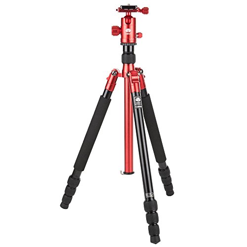 Sirui T-004X Aluminum Tripod With C-10S Ball Head, 8.8 Lbs Capacity, 58" Height, 4 Leg Sections, Red #TOP27