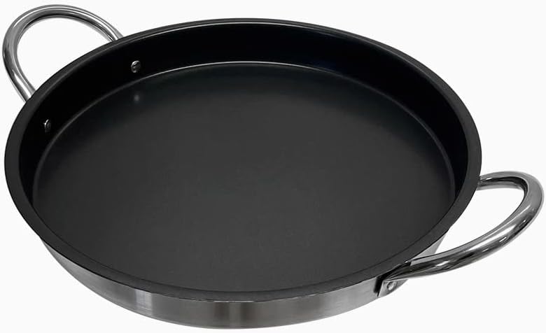 HD 21" Round Stainless Steel Flat Comal Griddle Pan Grill Tray Cook Non-Stick