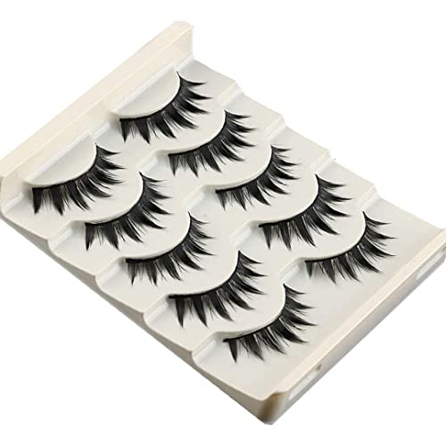 KISSNOWY 5 Pairs False Eyelashes Cosplay Eyelashes Japanese Style Makeup Thick Eyelash Extension Masquerade Party Eyelashes, Create Gorgeous Makeup (Black)