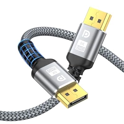 looyotul 8K DisplayPort Cable,DP 1.4 Cable 6.6ft(8K@60Hz,4K@144Hz,2K@240Hz) Support 32.4Gbps,Gold Plated Connector,High Refresh Rate for Gaming Monitor,HDR,FreeSync G-Sync,Graphics Card,PC