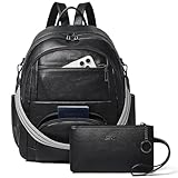 Leresas 35L Backpack Purse for Women Men Teacher Backpack Vegan Leather Fashion Travel Backpack Business Work College Computer Bag Black