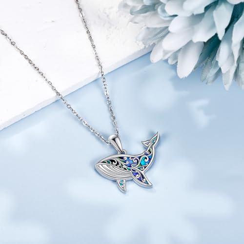 URONE Ocean Animal Necklace 925 Sterling Silver Manta Ray/Shark/Seahorse/Whale/Turtle/Mermaid Pendant Necklace Ocean Jewelry Gifts for Women4