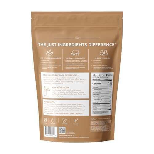 Image of JUST INGREDIENTS Creamy Peanut Butter Chocolate Protein Powder - Grass-Fed Whey, No Fillers - 15 Servings