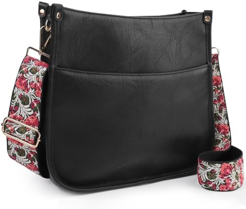 Viva Terry Crossbody Bag for Women Wide Guitar Strap Multi-Pocket Hobo Bag