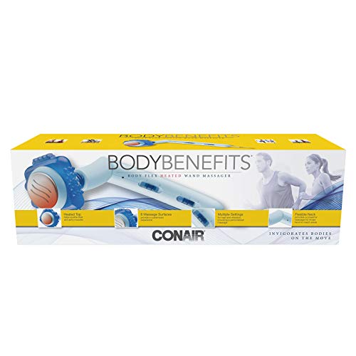 Conair Handheld Muscle Massager with Heat, Body Benefits Body-Flex Heated Wand Massager with 6 Massage Surfaces - image 5
