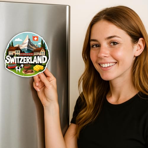 Image of Naxon Switzerland Country Theme Souvenir Wooden Refrigerator Stylish Fridge Magnet - Fridge Decoration Magnet for Kitchen & Home Decor | Perfect Souvenir Gift | Size 3x3 Inches | Pack of 1