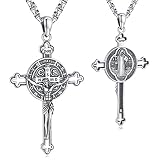 medalla de san benito de plata 925 original St Benedict Medals 925 Sterling Silver Saint Benedict Cr