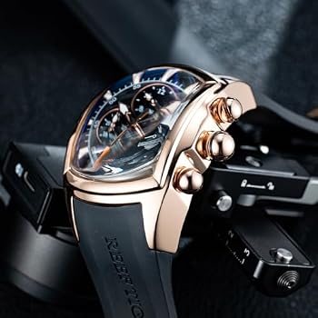 REEF TIGER Relógio mecânico masculino Tonneau multifunções