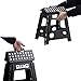 Delxo 16” Folding Step Stool,1 Pack Premium Heavy Duty Foldable Stool in Black for Adults,Portable Collapsible Plastic Step Stool,Non Slip Folding Stools for Kitchen Bathroom Bedroom