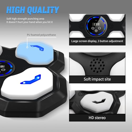 JUOIFIP Music Boxing Machine for Kids and Teens Adults, Trainer Equipment with Gloves, Wall-Mounted Boxing Music Workout Machine, LED Electronic Focus Training for Home,Office, Gym, Black by JUOIFIP - Image 4