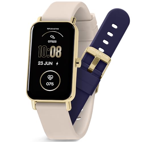 Montre connectée Series 53 Reflex Active avec ses deux bracelets nude et bleu interchangeable