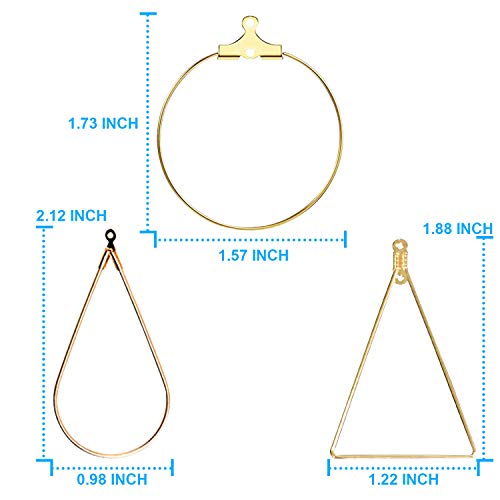 Topbine Earrings Beading Hoop Set For Jewelry Making,Earring Finding Beading Hoop Earrings Bulk For Diy Craft Earring Jewelry Making (Round/Square/Drop) #TOP1