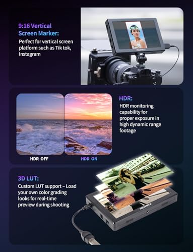 Image of FEELWORLD T7SPRO 3G-SDI 2000Nit Aluminium Camera Field Monitor 7 Inch 1920x1200 IPS DLSR Video Monitor with 4K HDMI in /Out 3D LUTs Waveform 9:16 Marker F750 4400mAh Battery Hot Shoe Mount and Bag