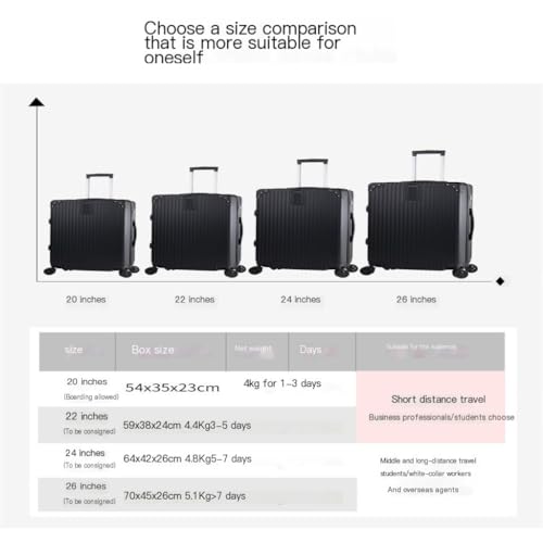 Suitcase Aluminum Frame Suitcase 20 Inches for Men and Women Trolley Suitcase for Men 24 Inches Suitcase Password Box Luggage(B,20in)2