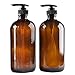 Two Amber Glass Bottle Bottles with Plastic Pump. Eco-friendly 8oz 8 oz Refillable Bottle for Cooking Sauces,Essential Oils,Lotions,Liquid Soaps or Organic Beauty Products(Two Chalkboard Labels free)