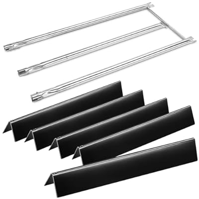 Paayox 7536 Flavorizer Bars Replacement Parts and Burner Tube Kit for Weber Spirit 300 Series E310 320, Genesis Silver B/C, Genesis Platinum B/C Gas Grill (Side Control), Porcelain Steel