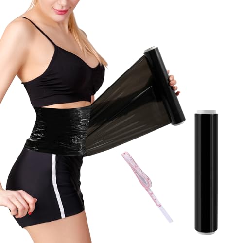 60 Meters Black Osmotic Plastic Body Wrap, Workout and Sweats Enhancer Stomach Wrap, Body Workout Film, Thermal Wrap Waist Cellulite Fat Burning Wrap, Tightening Wraps For Belly Fat(1 Roll)