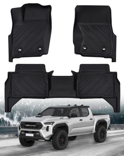 Floor Mats for Toyota Tacoma 2026 2025 2024 Double Cab Auto Trans (Not fit Hybrid) All Weather Rubber Floor Liners for Tacoma TRD/SR/SR5/limited Accessories Car Mats Easy Clean Odorless Anti-Slip
