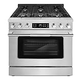 COSMO COS-RGS366SS 36 in. Stellar Collection 5.8 cu. ft. Gas Range, 6 Burners, Convection Oven, Cast Iron Grates, Stainless Steel