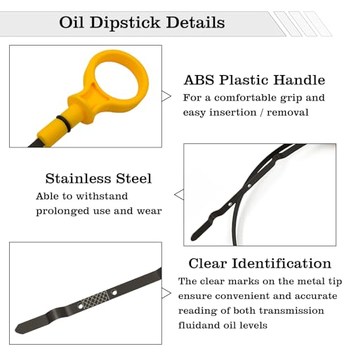 Image of BA5Z6750A Engine Oil Dipstick Indicator, Compatible with Ford Edge, Explorer, Flex, Lincoln MKS /MKT /MKX /MKZ, Fusion, Taurus, Mercury Milan /Sable Engine Oil Fluid Level Dip Stick Replace 917-369