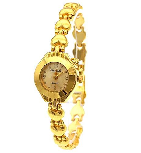 Women Ladies Golden Love Heart Bracelet Watch fB[X S[f hXĂ킢 F̃uXbgv un[g uXbg n[g̏