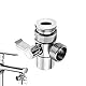 3 Wege Wasserhahn Umschaltventil Messing Chrom poliert Umstellventil Handbrause Umstellventil Ersatzteile mit 1 Unterlegscheiben für Toiletten Badezimmer Küche
