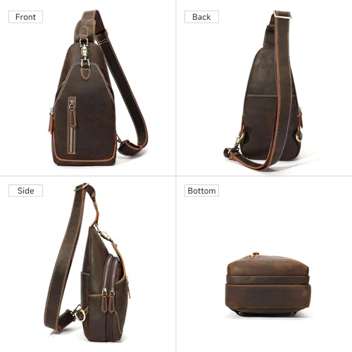 Image of NIUCUNZH Genuine Leather Crossbody Sling Bag Handmade Classic Vintage Shoulder purse daypack Backpack