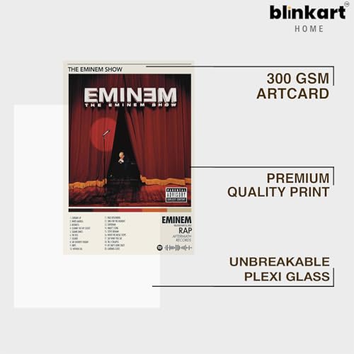 Image of BLINKART Eminem - Murdered By Wall Photo Frames | Wall Art for Bedroom, Living Room, Studio or Office | Album Cover Print with Spotify Song Link QR Code | Gift for Fans - 8x12 In
