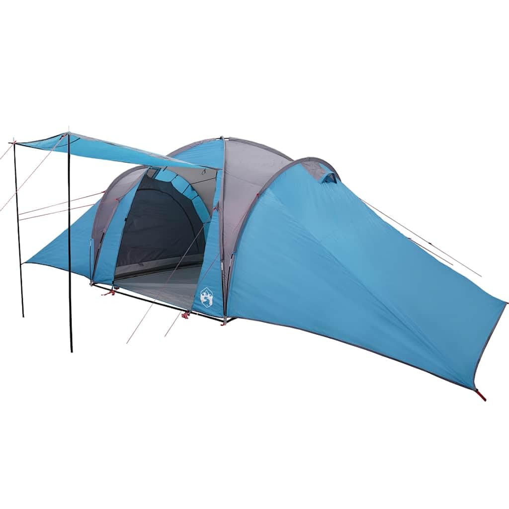 Tente familiale dôme 6 Personnes Bleu imperméable avec auvent, Facile à Monter, légère et Portable pour Camping randonnée et Festival, abri spacieux 3 Chambres avec E-Port, 185T revêtement PU