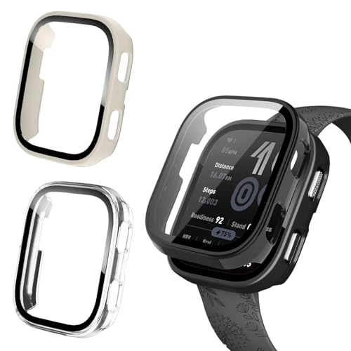 HQzon 3 Pack Case Compatible with Amazfit Bip 6 Smartwatch Case PC Material with Built in Tempered Glass Screen Protector Compatible with Amazfit Bip 6 improved