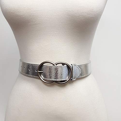 Metallic Leather Belt with Trendy Eternity Buckle2
