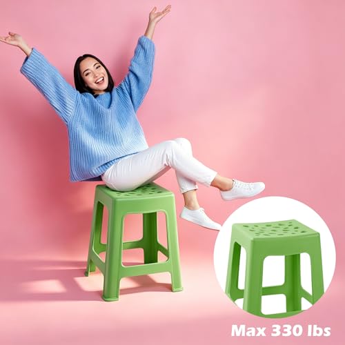 Image of TURSTIN 12 Pack Plastic Stack Stools, 16.9 Inch Stackable Nesting Stools, 6 Mixed Colors Portable Stacking Backless Bar Stool Flexible Seating Chairs for Office Home