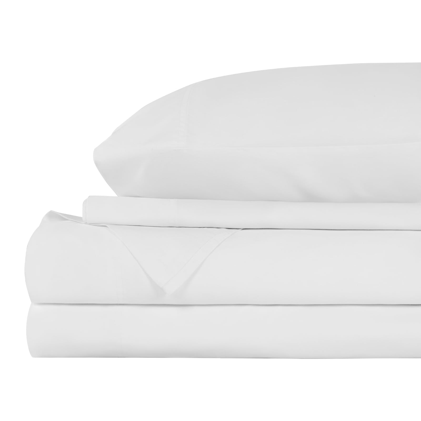 LBRO2M 100% Viscose Derived from Bamboo Bed Sheet 4 Piece Set,Cooling 1800 TC Sheet,16 Inches Deep Pocket,Bedding Super Soft Silky Smooth,Breathable Comfortable Cool (White, Queen)