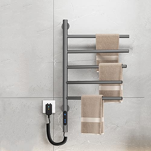 Sèche-serviettes électrique rotatif 180° 82W avec thermostat réglable et minuterie - 2