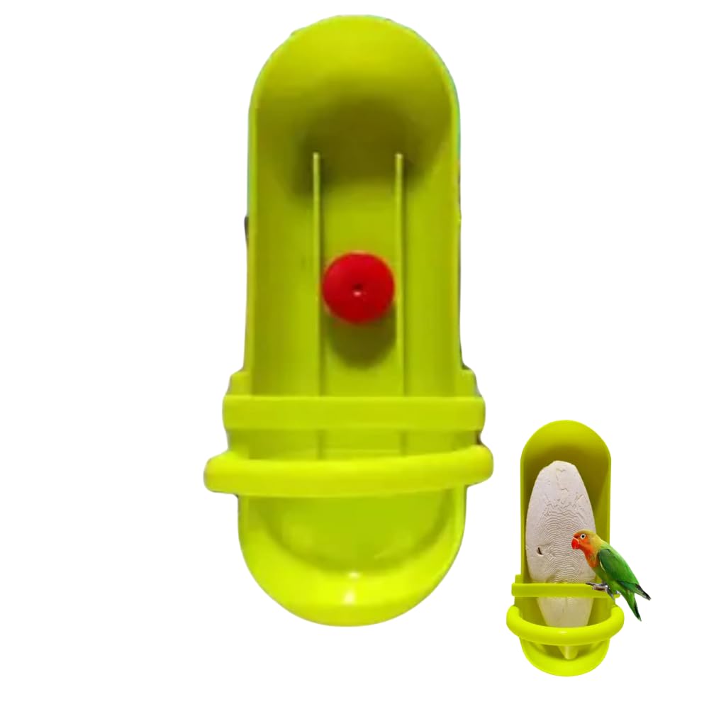 Bird Feeding Cup Rack Plastic Cuttlebone Holder Bird Cage Storage Bowl Stand Parrot Food Holder for Budgies Parakeet Cockatiel Conure Lovebird Color Randomly, Pack of 1(Without Cuttlebone)