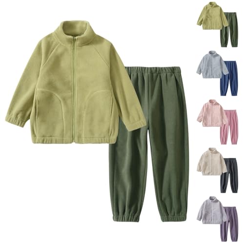 Boys Girls 2-Piece Fleece Sweatshirt pants Set Outfits Kids Full Zip Soft Sweater Warm Fuzzy Sweatpants Fall Winter