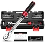 VANPO 32-Piece Bike Torque Wrench Set, 1-25 Nm, ±3% Accuracy, 1/4" Click Torque Wrench Kit with Extension Bar & Socket Bits (Hex, Torx, Phillips, Slotted, Pozidriv) for Mountain Bike, Bicycle Repair