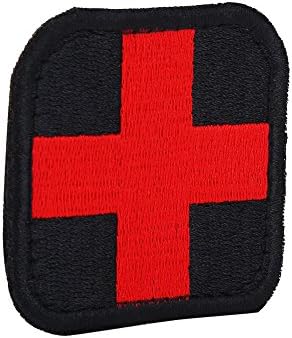 Medic Red Cross First Aid Tactical Military Morale Embroidered Patch,Perfect for IFAK Rip Away Pouch, EMT, EMS, Trauma, Medical, Paramedic, First Response Rescue Kit (Black)