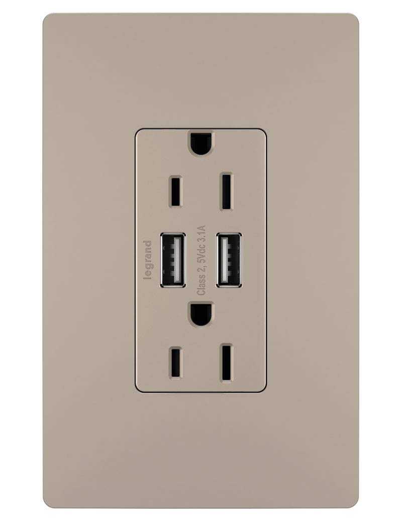 ON-Q Combination Power Outlets Decorator Duplex USB Charger Receptacle Ivory (TM826USBICC6)
