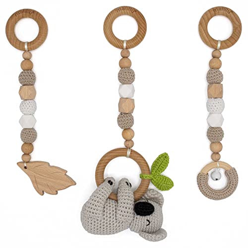mallilu *Koko* Spielbogen / Trapezspiel Anhänger, Spielzeuge Set für Baby Gym aus Holz (Koko beige) Cover