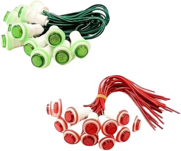 SP Electron (Pack of 12Pcs Red & 12Pcs Green) 220v AC-240v AC Panel Mount Neon Light Bulb Indicator Lamp Led for Switch Board, Gyser Indicator Light (Red & Green- Color)